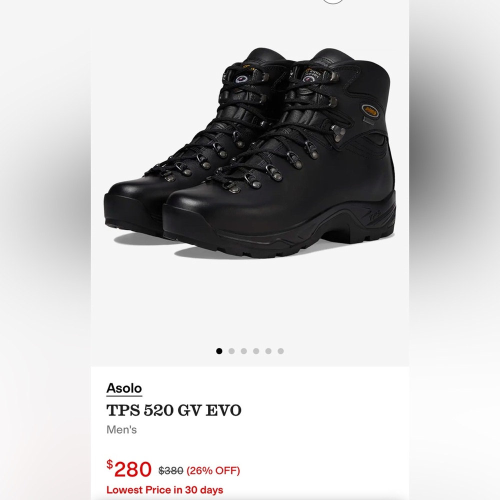 Asolo Men's TPS 520 GV EVO Black Boots. EUC. Size 12.